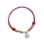 Fortune Jewel Handmade 925 Sterling Silver Fu Character Safe And Well Luck Braided Bracelet
