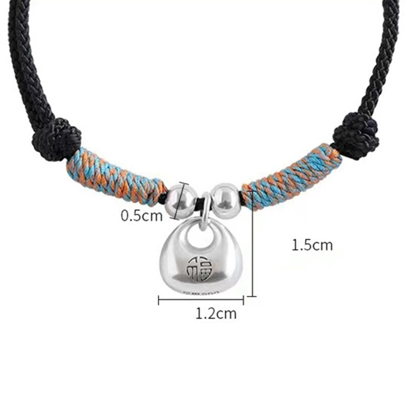 Fortune Jewel Handmade 925 Sterling Silver Fu Character Safe And Well Luck Braided Bracelet