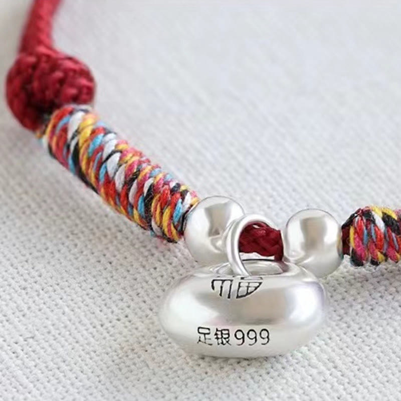 Fortune Jewel Handmade 925 Sterling Silver Fu Character Safe And Well Luck Braided Bracelet