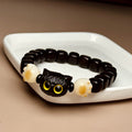 Fortune Jewel Ebony Wood Cute Cat Bodhi Seed Paw Claw Peace Bracelet