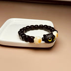 Fortune Jewel Ebony Wood Cute Cat Bodhi Seed Paw Claw Peace Bracelet