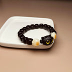 Fortune Jewel Ebony Wood Cute Cat Bodhi Seed Paw Claw Peace Bracelet