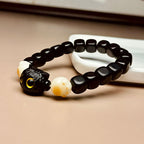 Fortune Jewel Ebony Wood Cute Cat Bodhi Seed Paw Claw Peace Bracelet