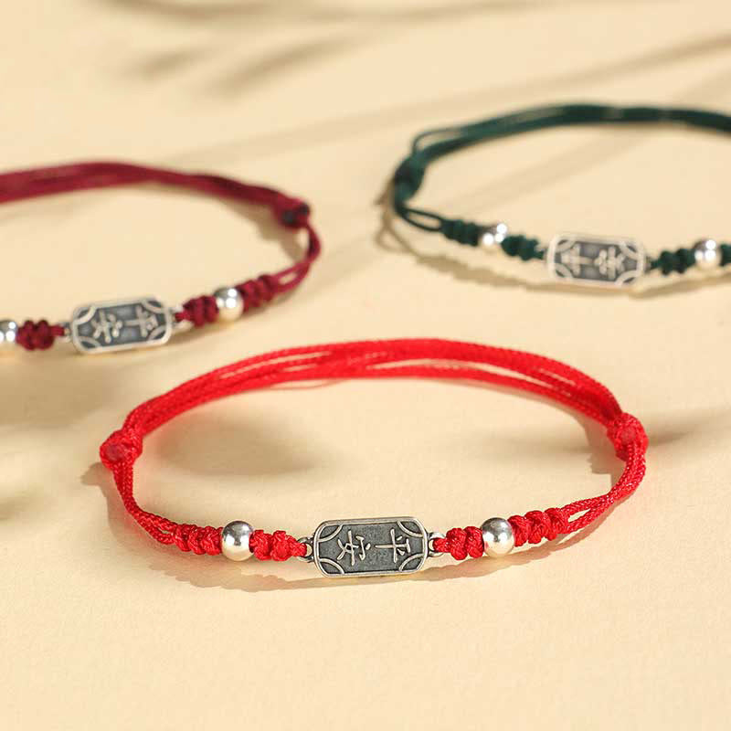 Fortune Jewel Handmade 925 Sterling Silver Peace And Joy Safe Well Protection Braided Bracelet