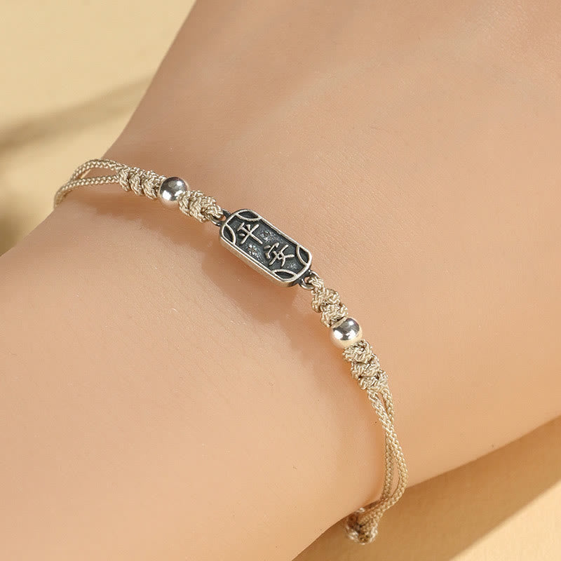Fortune Jewel Handmade 925 Sterling Silver Peace And Joy Safe Well Protection Braided Bracelet