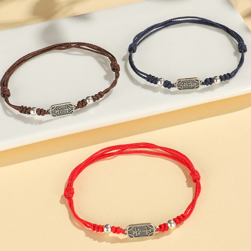 Fortune Jewel Handmade 925 Sterling Silver Peace And Joy Safe Well Protection Braided Bracelet