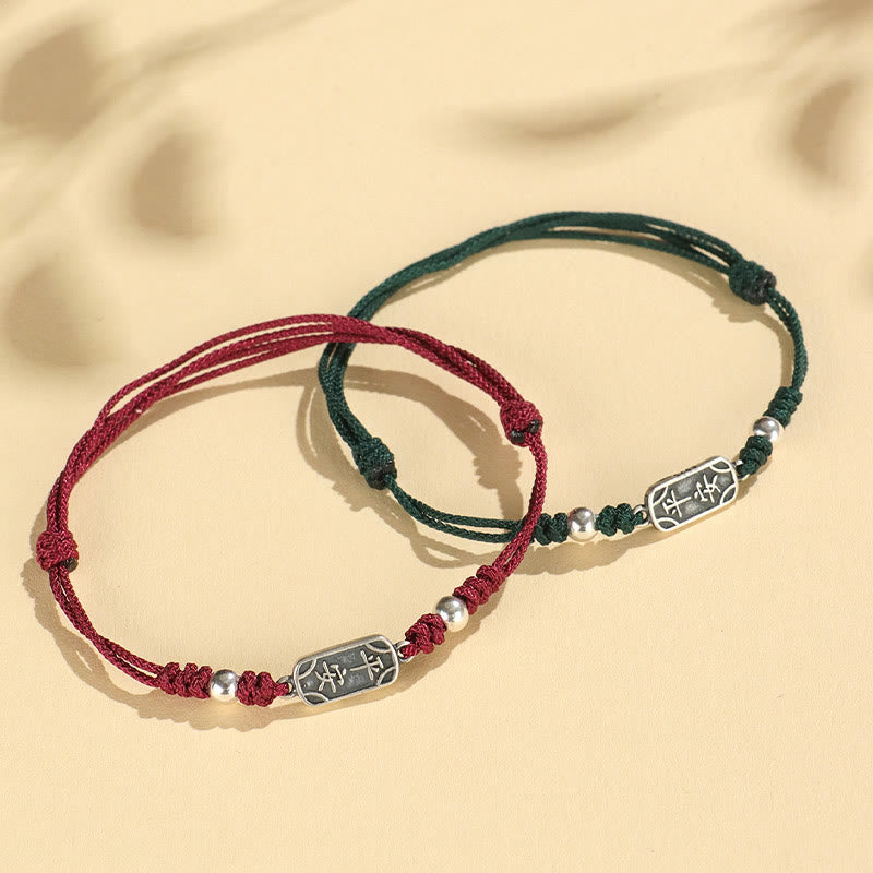Fortune Jewel Handmade 925 Sterling Silver Peace And Joy Safe Well Protection Braided Bracelet