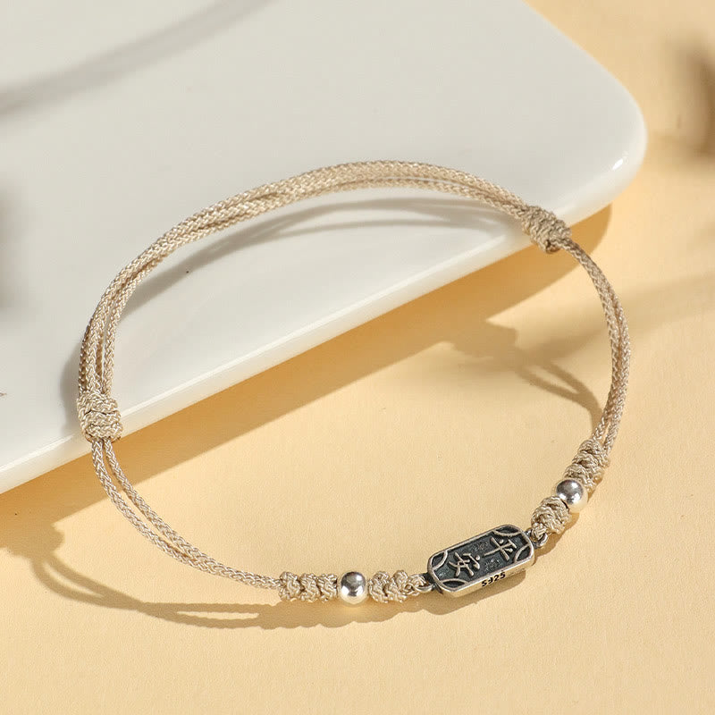 Fortune Jewel Handmade 925 Sterling Silver Peace And Joy Safe Well Protection Braided Bracelet