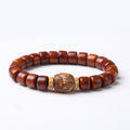 Fortune Jewel Tibetan Bone Beads Three-Eyed Dzi Bead Sheep Horn Red Agate Strength Bracelet