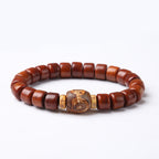 Fortune Jewel Tibetan Bone Beads Three-Eyed Dzi Bead Sheep Horn Red Agate Strength Bracelet