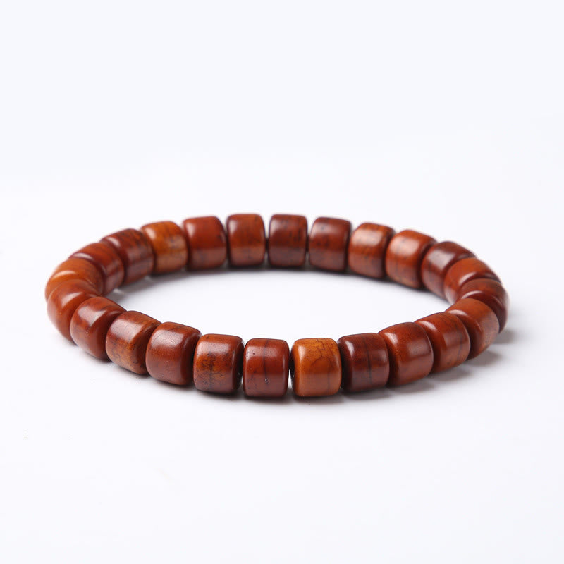 Fortune Jewel Tibetan Bone Beads Three-Eyed Dzi Bead Sheep Horn Red Agate Strength Bracelet