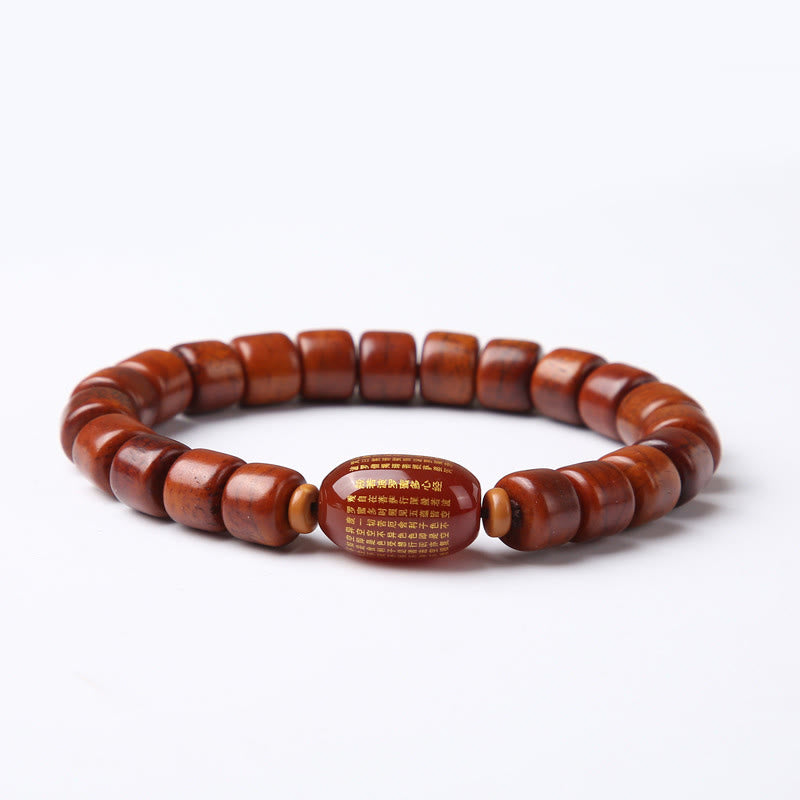 Fortune Jewel Tibetan Bone Beads Three-Eyed Dzi Bead Sheep Horn Red Agate Strength Bracelet