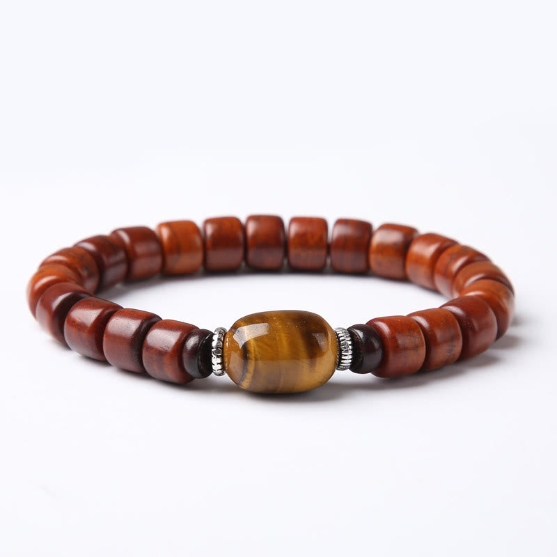 Fortune Jewel Tibetan Bone Beads Three-Eyed Dzi Bead Sheep Horn Red Agate Strength Bracelet