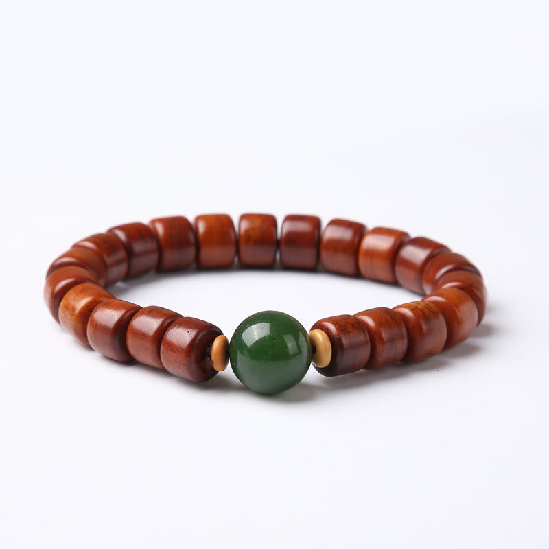 Fortune Jewel Tibetan Bone Beads Three-Eyed Dzi Bead Sheep Horn Red Agate Strength Bracelet