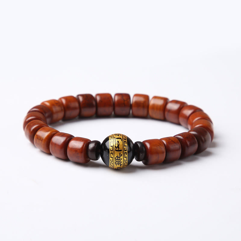Fortune Jewel Tibetan Bone Beads Three-Eyed Dzi Bead Sheep Horn Red Agate Strength Bracelet