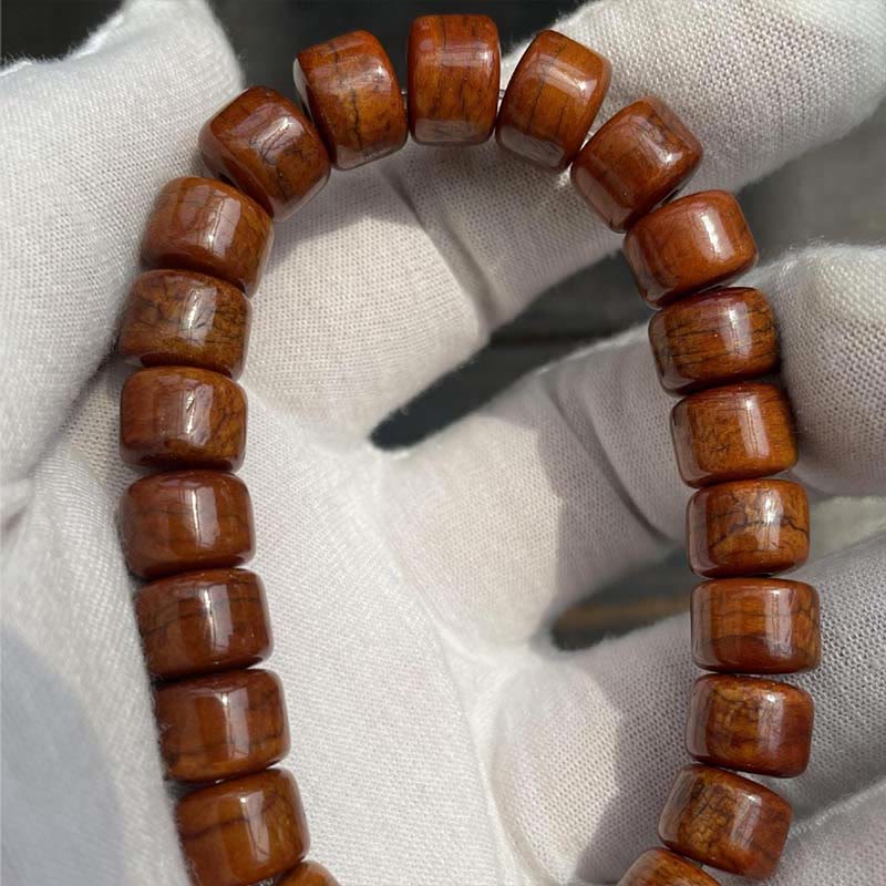 Fortune Jewel Tibetan Bone Beads Three-Eyed Dzi Bead Sheep Horn Red Agate Strength Bracelet