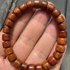Fortune Jewel Tibetan Bone Beads Three-Eyed Dzi Bead Sheep Horn Red Agate Strength Bracelet