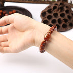 Fortune Jewel Tibetan Bone Beads Three-Eyed Dzi Bead Sheep Horn Red Agate Strength Bracelet