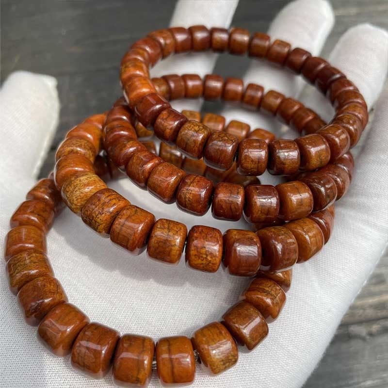 Fortune Jewel Tibetan Bone Beads Three-Eyed Dzi Bead Sheep Horn Red Agate Strength Bracelet