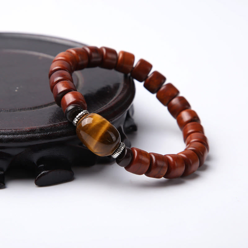 Fortune Jewel Tibetan Bone Beads Three-Eyed Dzi Bead Sheep Horn Red Agate Strength Bracelet