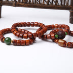Fortune Jewel Tibetan Bone Beads Three-Eyed Dzi Bead Sheep Horn Red Agate Strength Bracelet