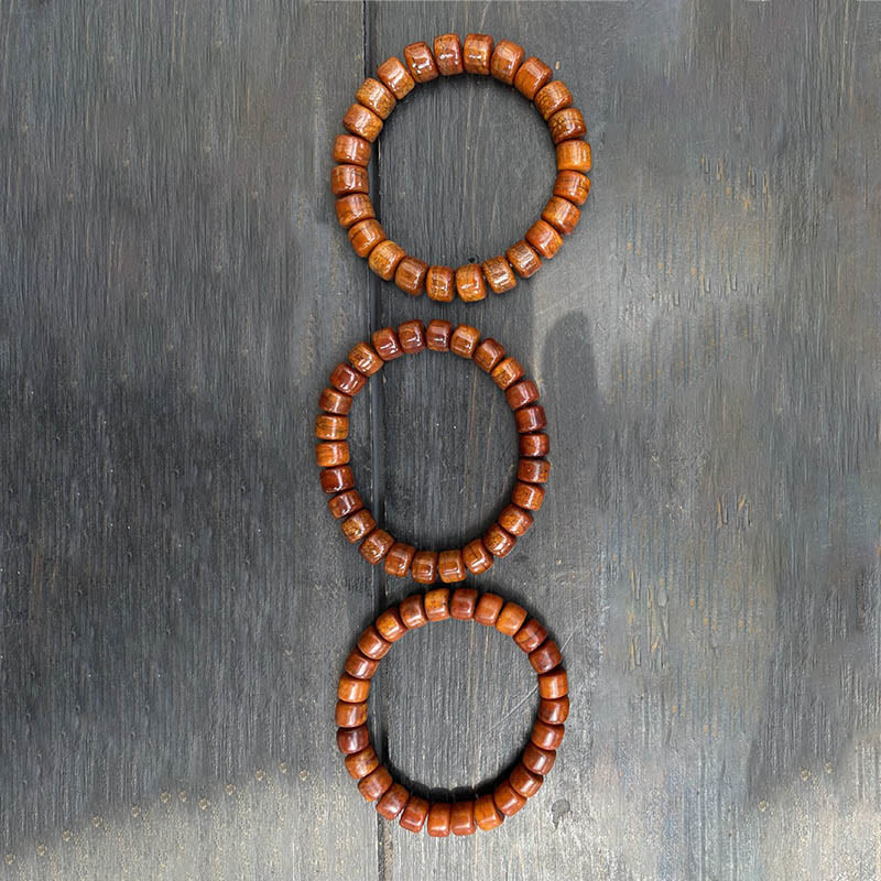 Fortune Jewel Tibetan Bone Beads Three-Eyed Dzi Bead Sheep Horn Red Agate Strength Bracelet