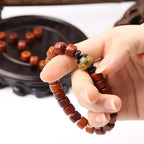 Fortune Jewel Tibetan Bone Beads Three-Eyed Dzi Bead Sheep Horn Red Agate Strength Bracelet