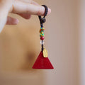 Fortune Jewel Cinnabar Triangle Pattern Talisman Keep Away Evil Spirits Key Chain