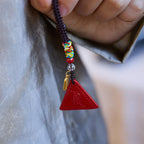 Fortune Jewel Cinnabar Triangle Pattern Talisman Keep Away Evil Spirits Key Chain