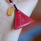 Fortune Jewel Cinnabar Triangle Pattern Talisman Keep Away Evil Spirits Key Chain