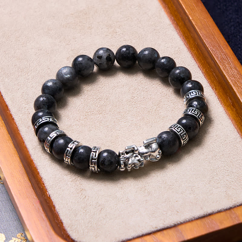 Fortune Jewel Black Glitter Stone PiXiu Power Bracelet