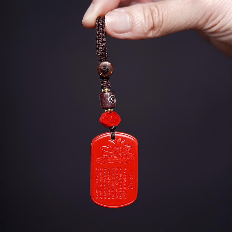 Fortune Jewel Natural Cinnabar Heart Sutra Blessing Key Chain