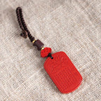 Fortune Jewel Natural Cinnabar Heart Sutra Blessing Key Chain