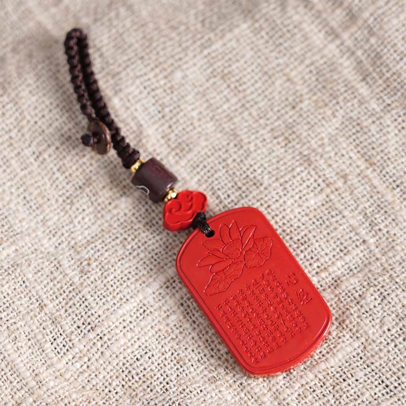 Fortune Jewel Natural Cinnabar Heart Sutra Blessing Key Chain