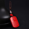 Fortune Jewel Natural Cinnabar Heart Sutra Blessing Key Chain