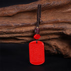 Fortune Jewel Natural Cinnabar Heart Sutra Blessing Key Chain