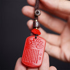Fortune Jewel Natural Cinnabar Heart Sutra Blessing Key Chain