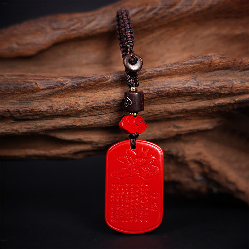 Fortune Jewel Natural Cinnabar Heart Sutra Blessing Key Chain