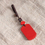 Fortune Jewel Natural Cinnabar Heart Sutra Blessing Key Chain