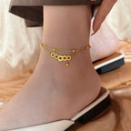 Fortune Jewel Copper Coins Attract Wealth Titanium Steel Anklet