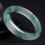 Fortune Jewel Natural Jade Floating Flower Luck Bracelet Bangle