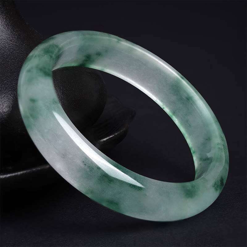 Fortune Jewel Natural Jade Floating Flower Luck Bracelet Bangle