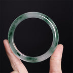 Fortune Jewel Natural Jade Floating Flower Luck Bracelet Bangle