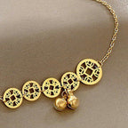 Fortune Jewel Copper Coins Bell Charm Titanium Steel Strengthen Anklet
