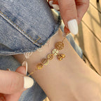 Fortune Jewel Copper Coins Bell Charm Titanium Steel Strengthen Anklet