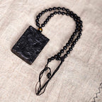 Fortune Jewel Black Obsidian Guan Gong Amulet Engraved Strength Necklace Pendant