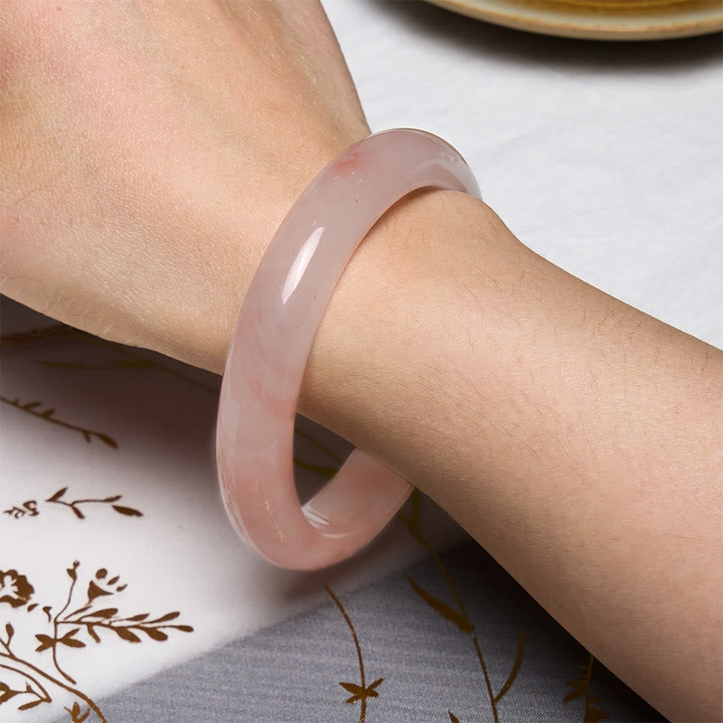Fortune Jewel Pink Golden Silk Jade Wealth Luck Bracelet Bangle