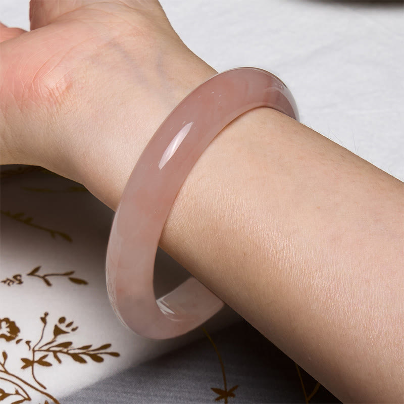 Fortune Jewel Pink Golden Silk Jade Wealth Luck Bracelet Bangle