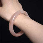 Fortune Jewel Pink Golden Silk Jade Wealth Luck Bracelet Bangle