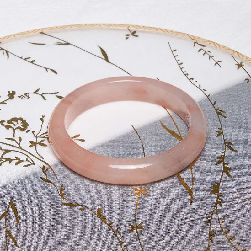 Fortune Jewel Pink Golden Silk Jade Wealth Luck Bracelet Bangle